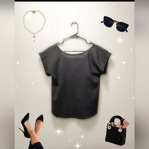 Black Scoop Neck Top with Back Zipper